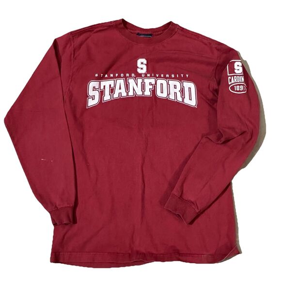 Vtg 90s Stanford University Long Sleeve Red t-shirt Medium Jansport Made In USA - Picture 9 of 9